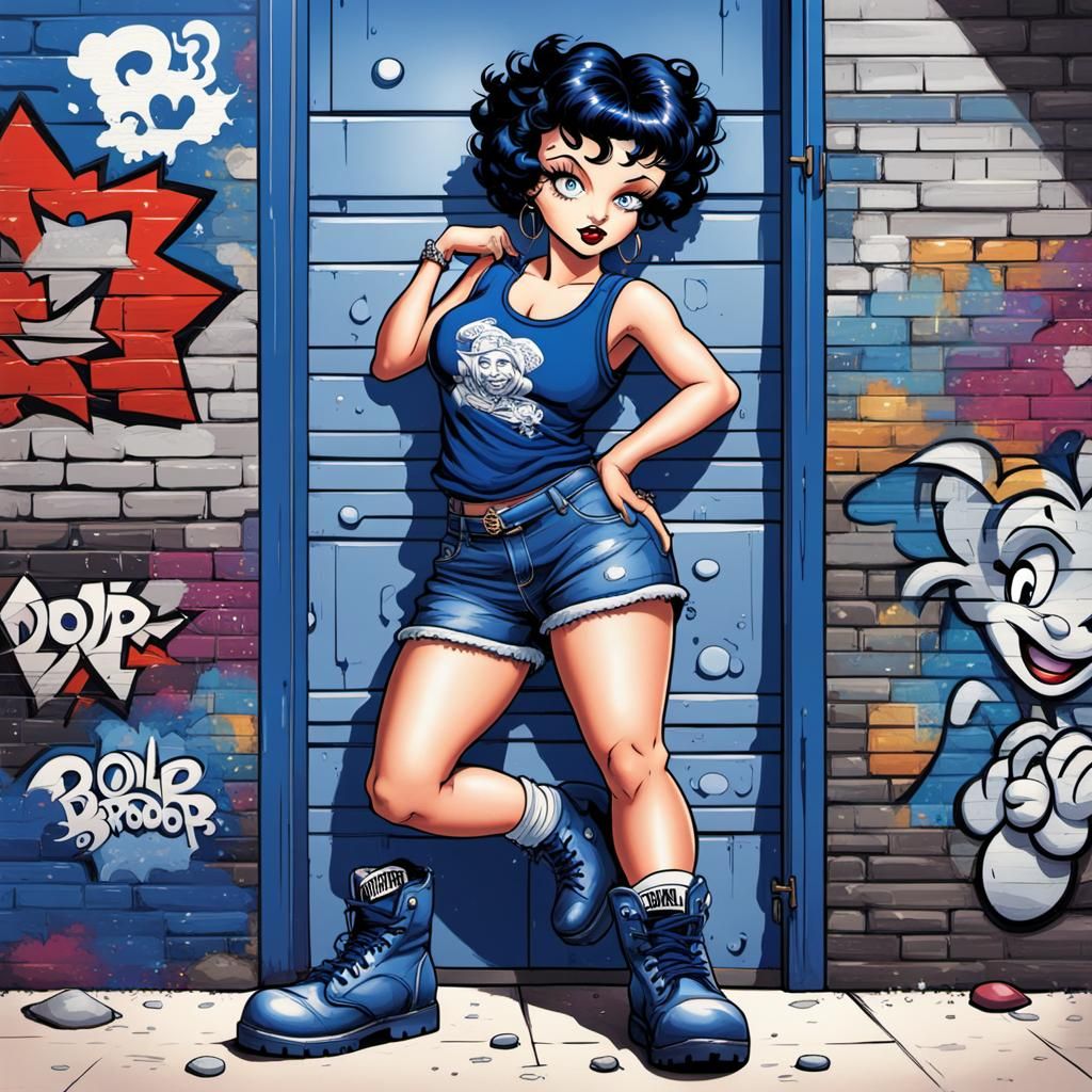 Betty Boop Graffiti Art in Comic Book Style