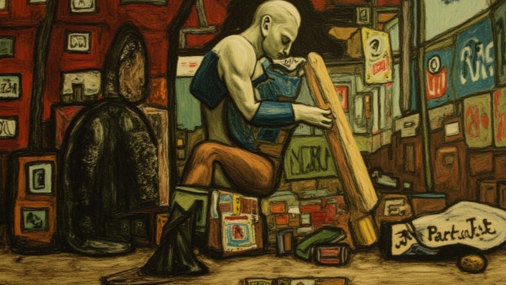 Street Scene with Sailors in Expressive Style