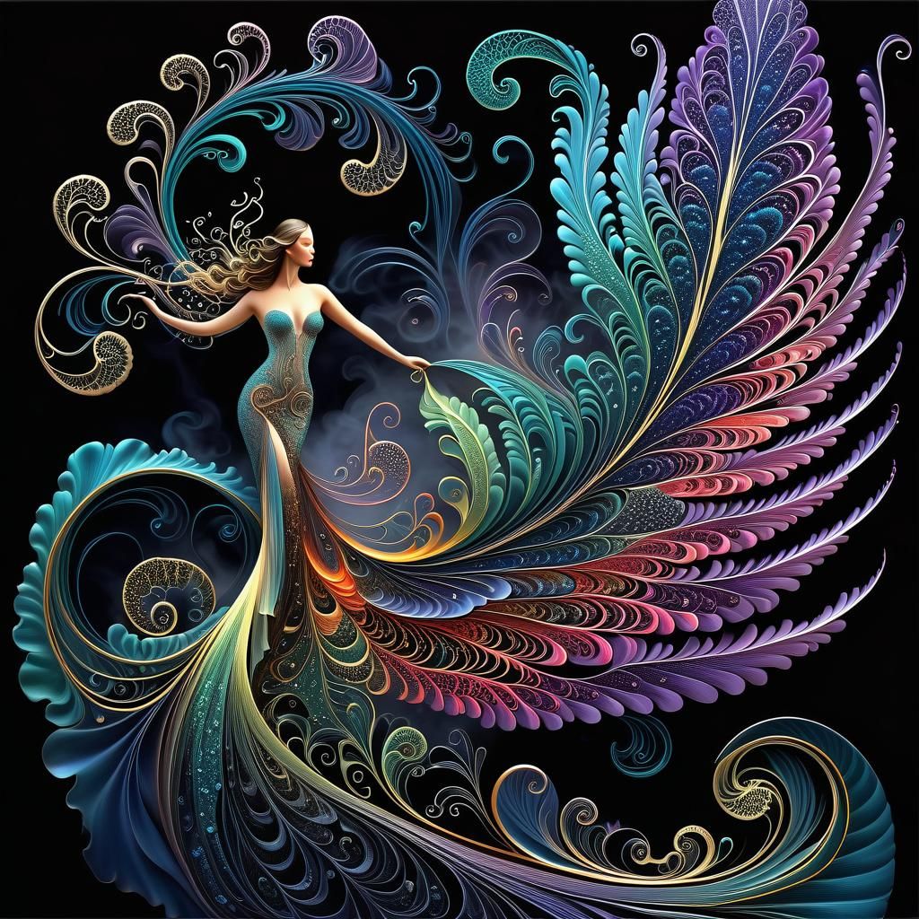 Luminous Sea Fairy with Fractal Feathers