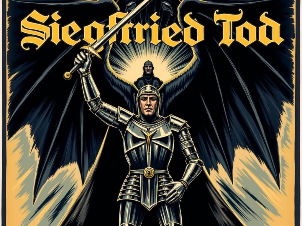 Siegfried Tod Poster in German Expressionist Style