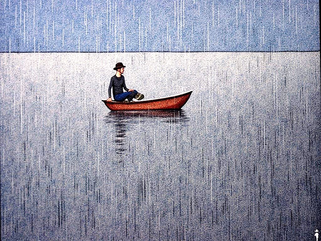 Melancholic Boat Scene in Hopper Style