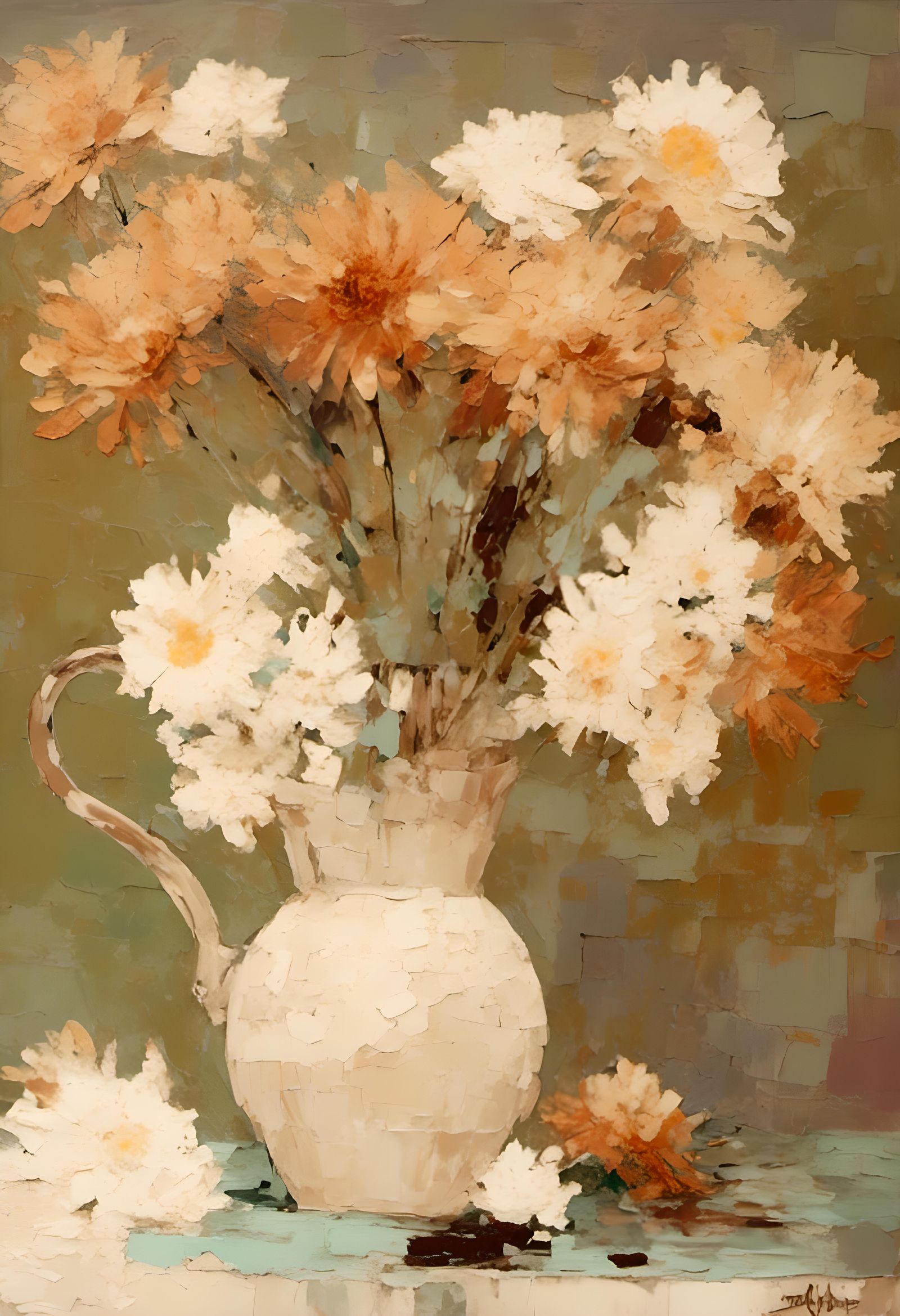 A table with peaches and cream