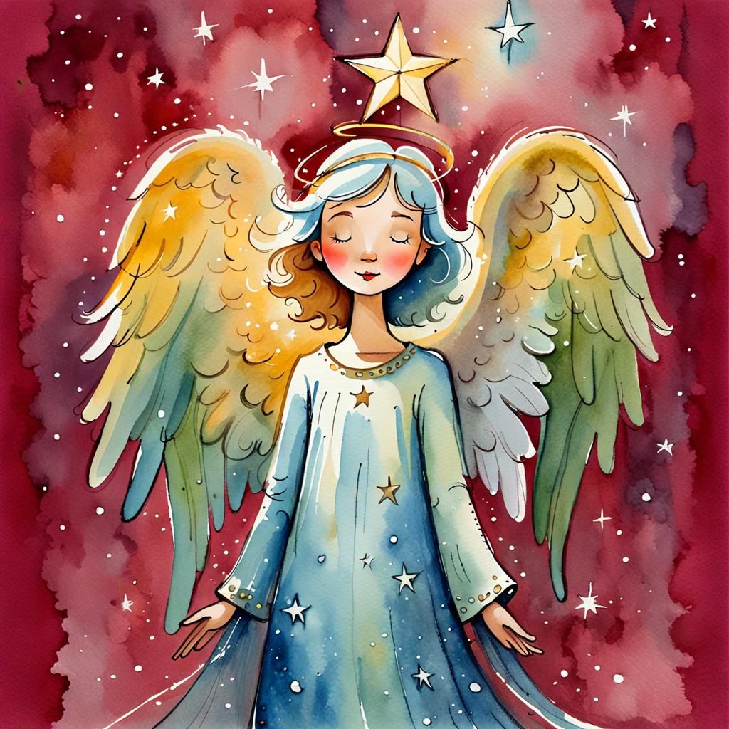 Soothing Christmas Angel in Watercolor