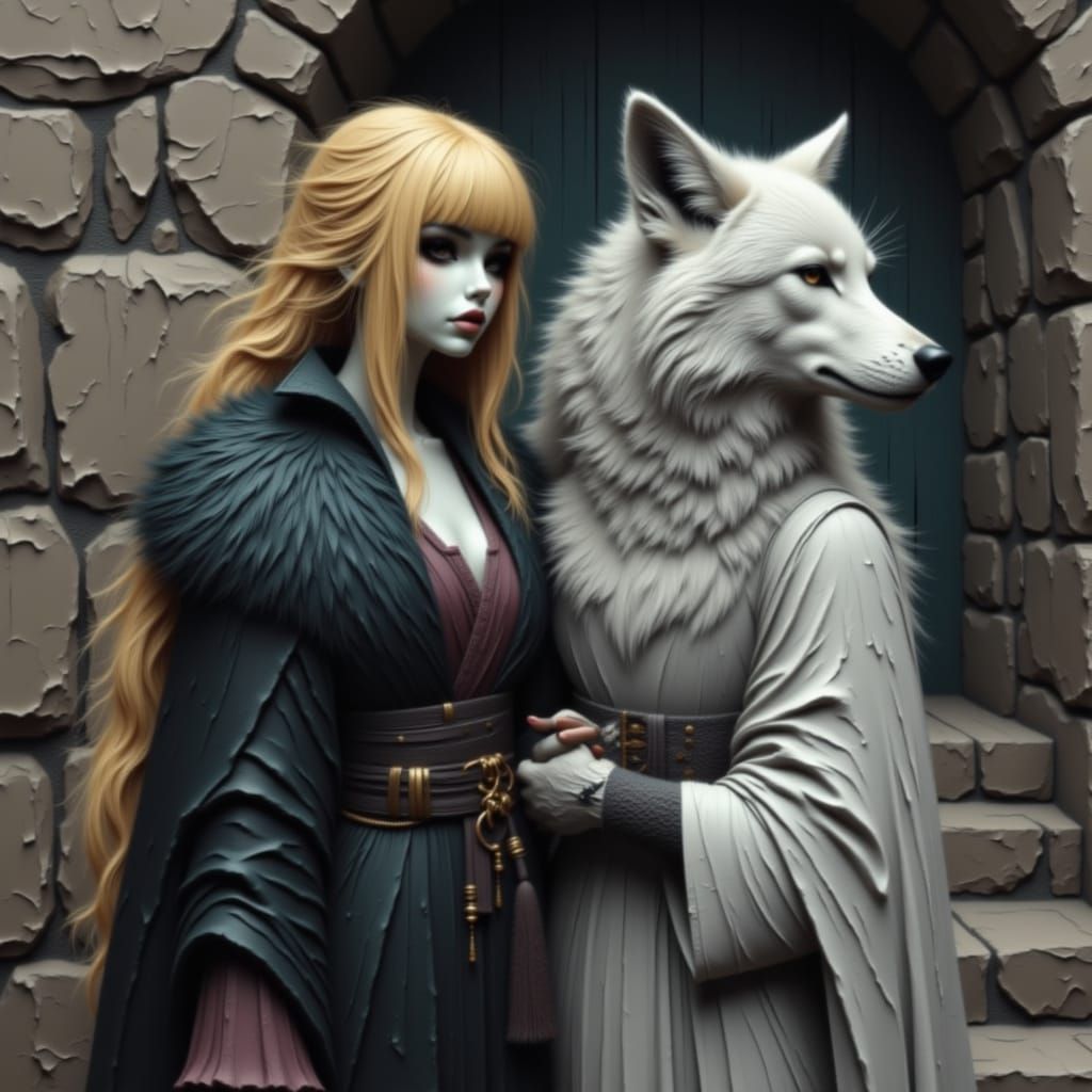 A wolf shifter blond witch and silver-haired wolf shifter ma...