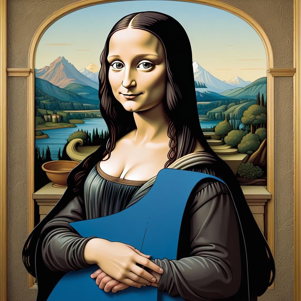 Mona Lisa in Cartoon Comic Style