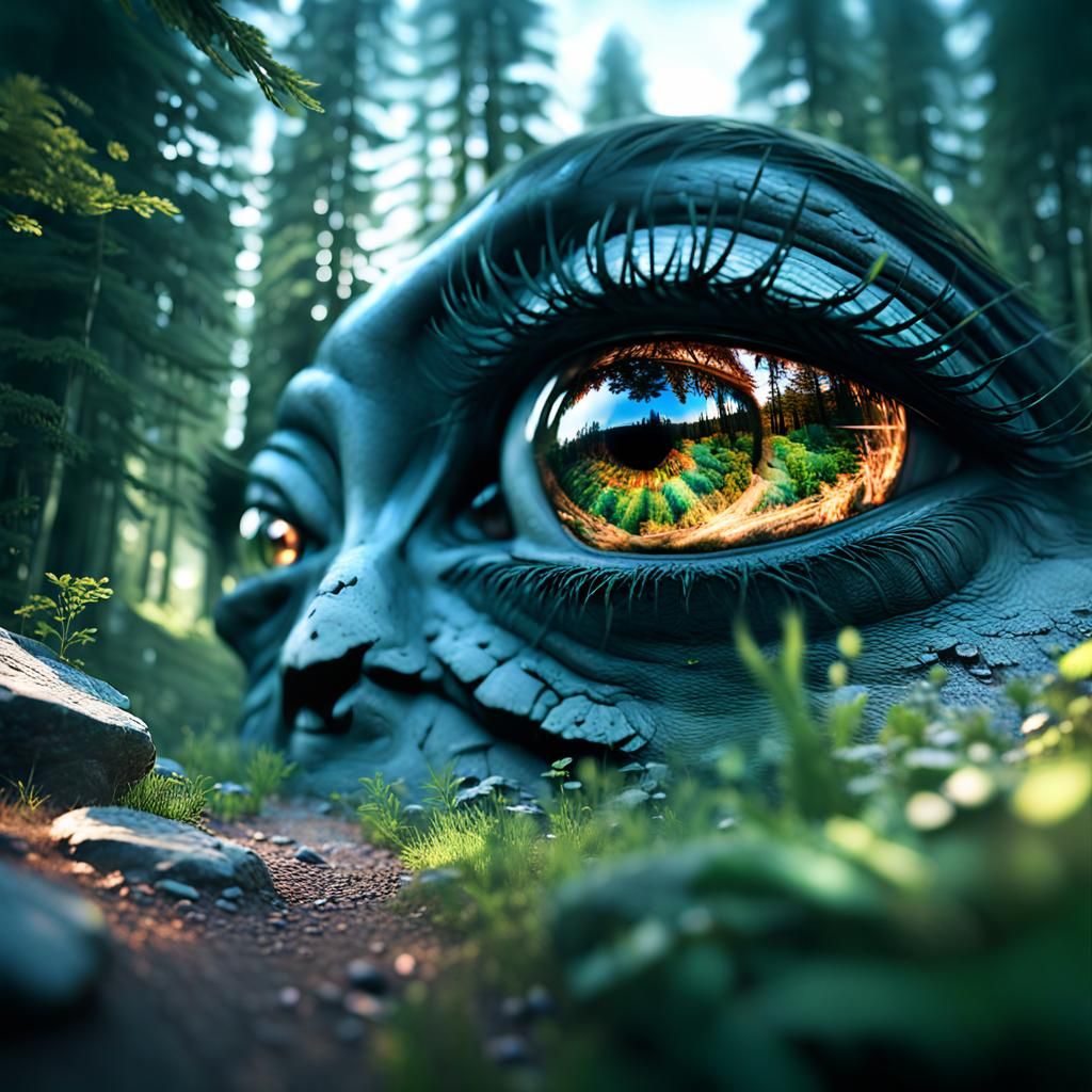 Detailed Nature Portrait with Double Exposure