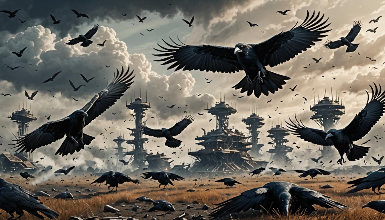 Crows Over a Sci-Fi Battlefield