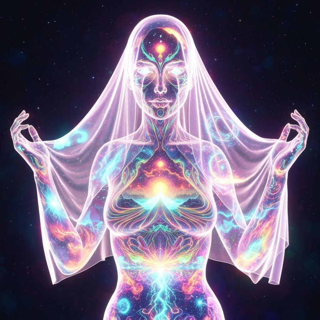 Prismatic Being: Veiled Portals in Neon Light