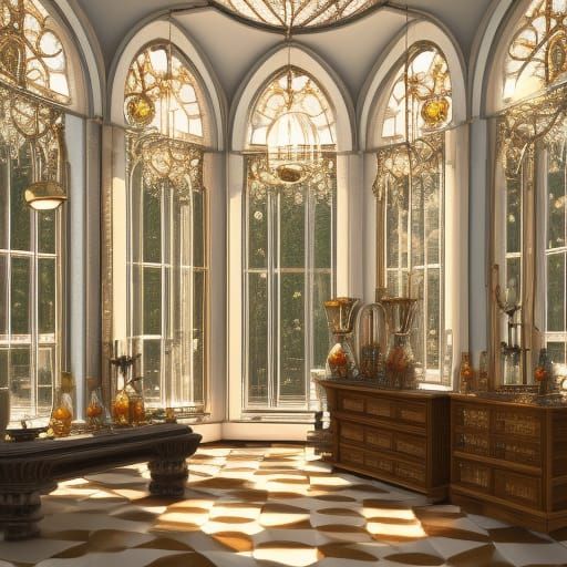 Ornate Glassware Shop with Natural Lighting
