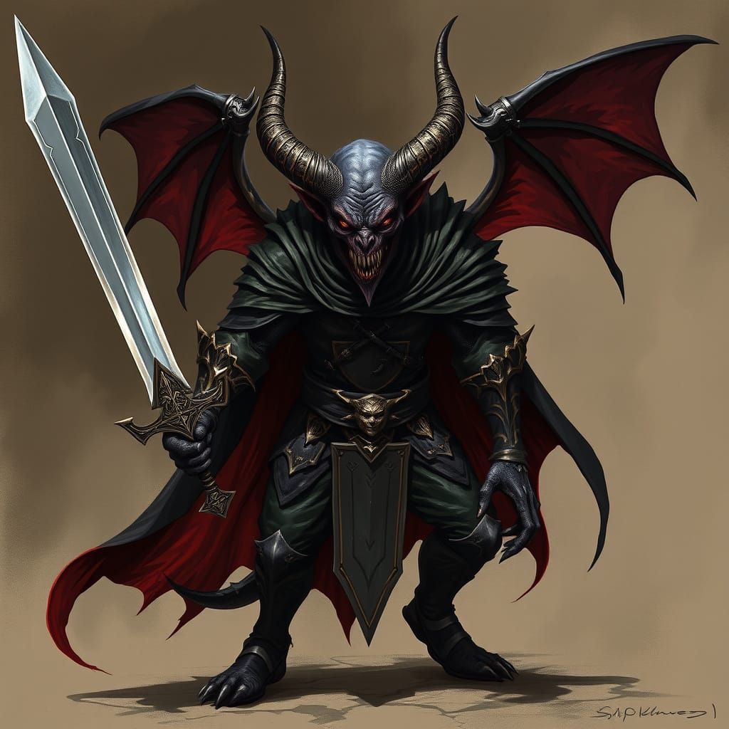 Demonic Raven Knight in Dark Fantasy Art Style