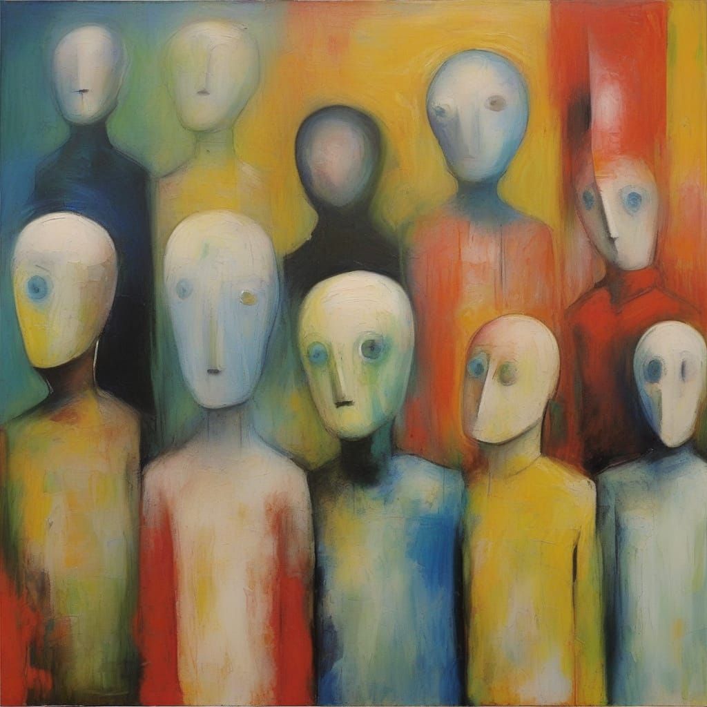 Epic Robot in Gouache Style with Thick Brush Strokes and Tex...