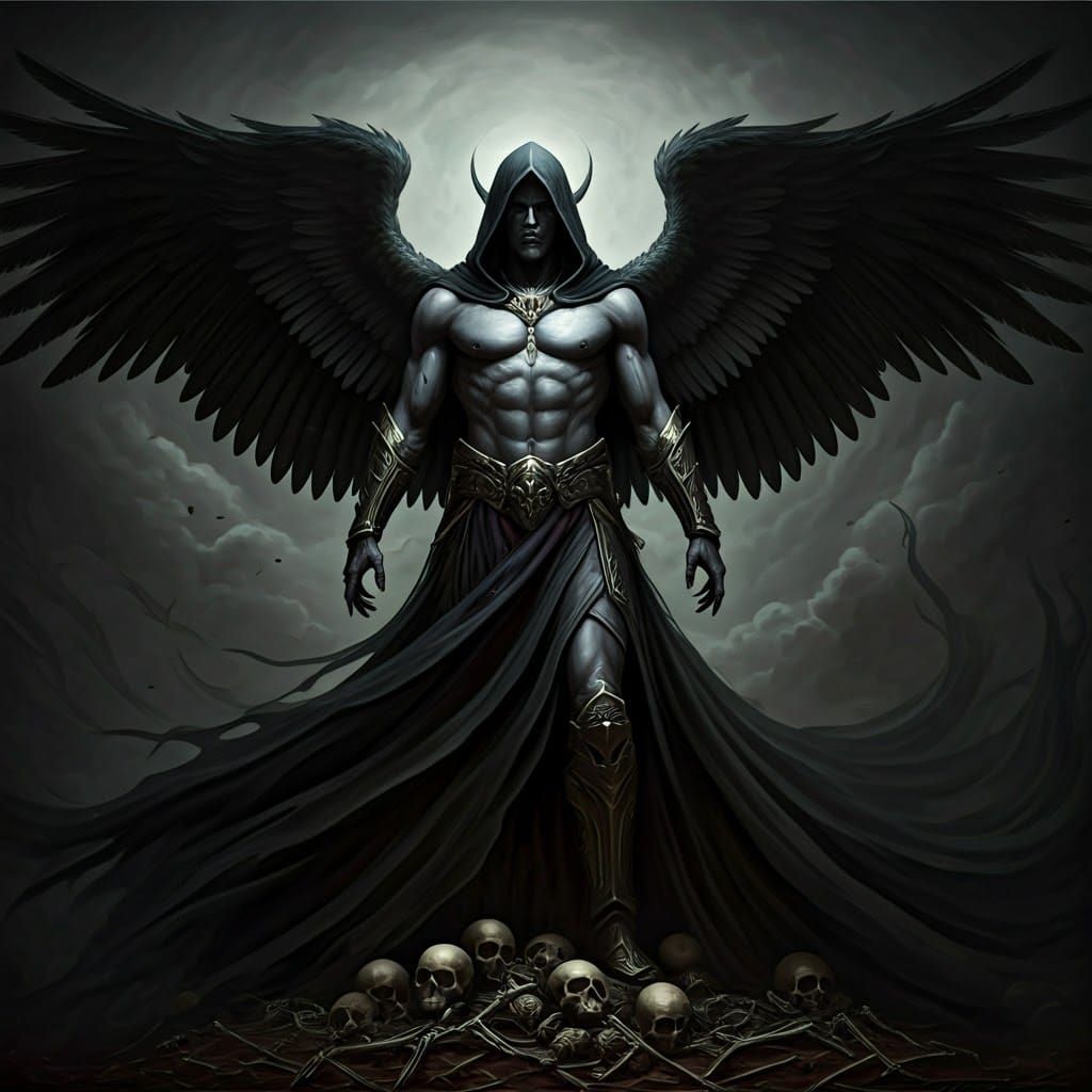 Majestic Thanatos Greek God of Death in Baroque-Inspired Sty...