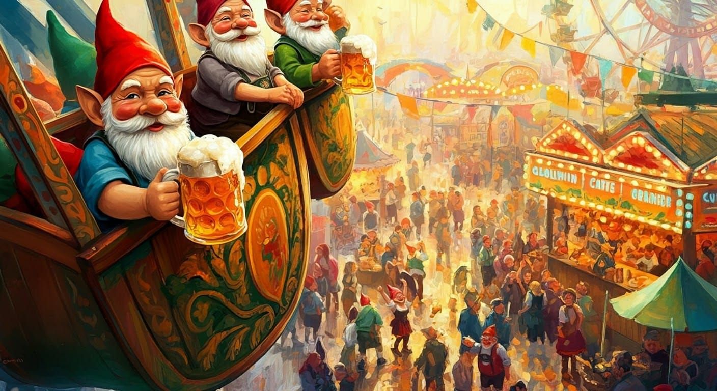 Oktoberfest Celebration with Gnomes in Bavarian Style