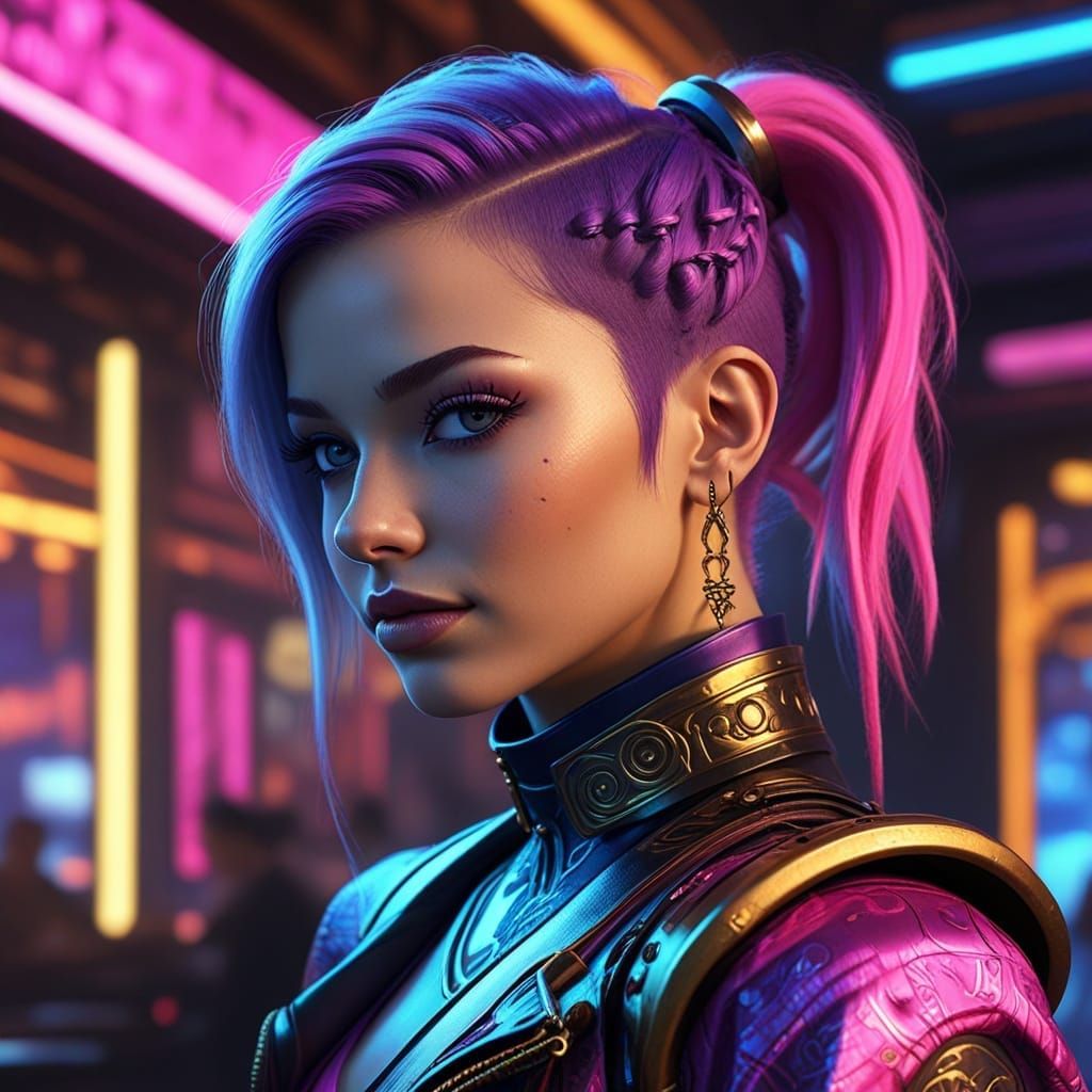 Cyberpunk Dancer Portrait with Neon Lighting