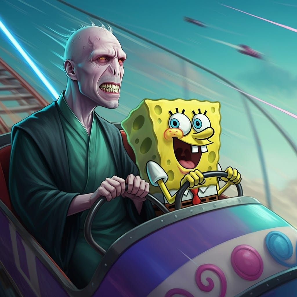 Voldemort and Spongebob Ride a Roller Coaster