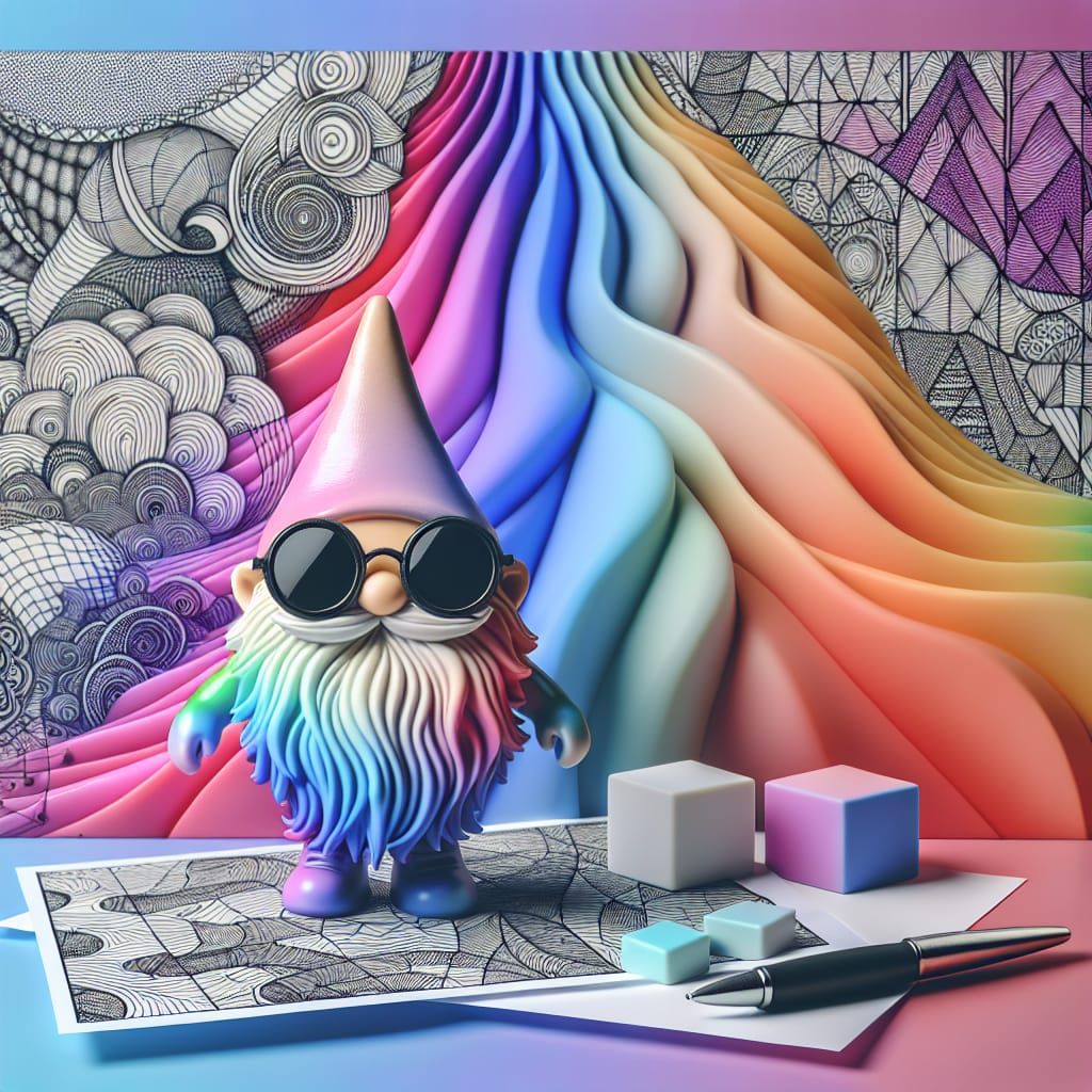Pastel Rainbow Plastic Dwarf with Sunglasses