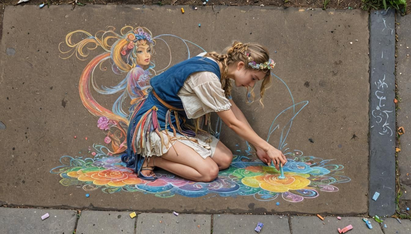 Street artist at work
