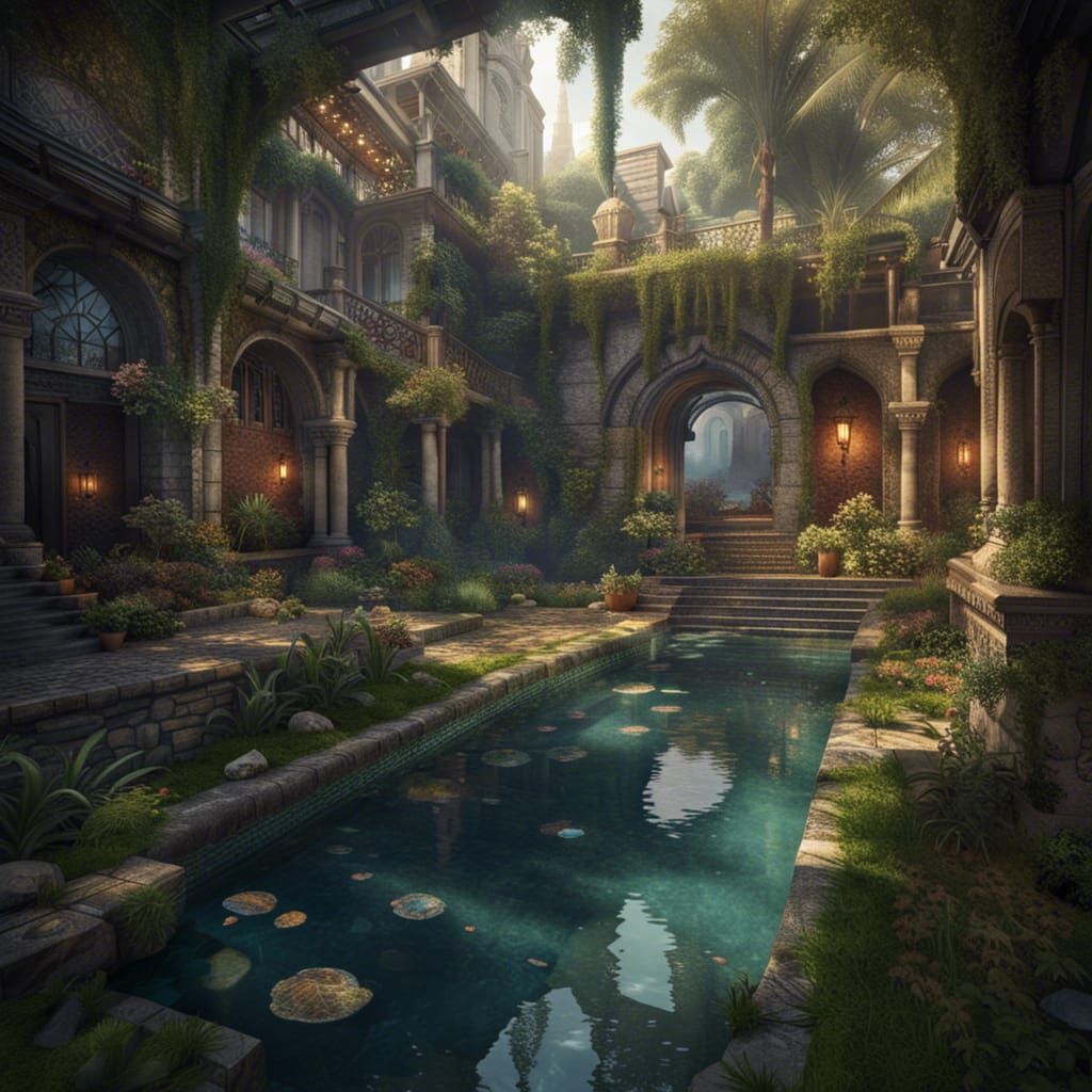 Picturesque English Village Scene in Hyperrealistic Style