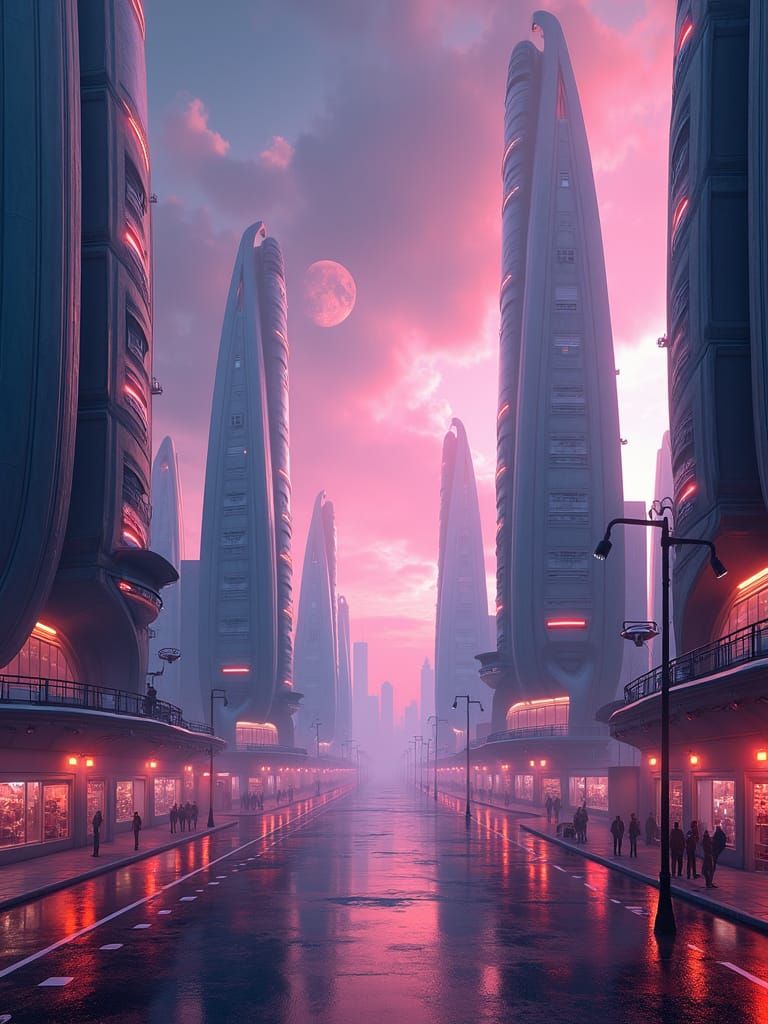 Futuristic Celestial Cityscape on Distant Exoplanet