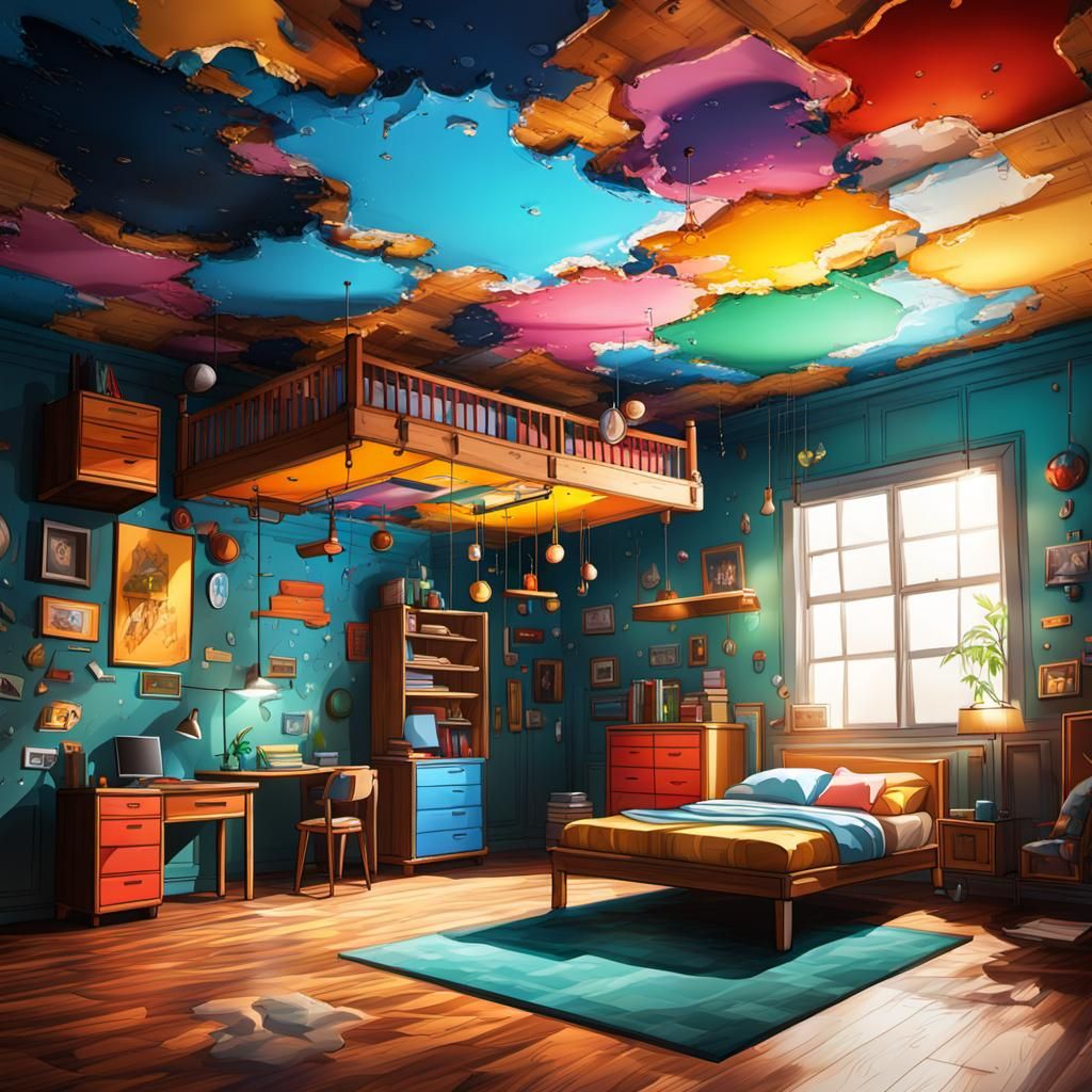 Hyperrealistic Upside Down Room Concept Art