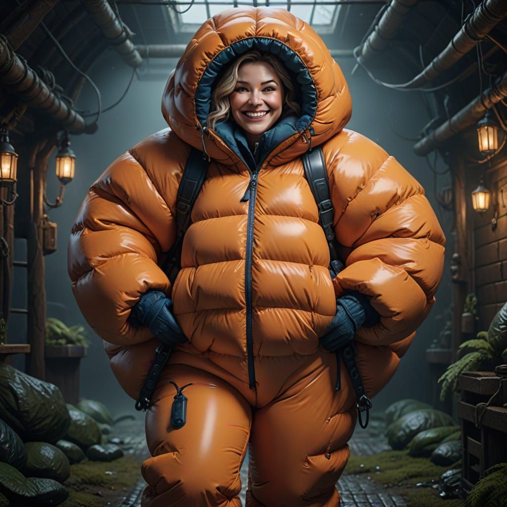 adult smiling woman in oversized 100kg huge extremely thick ...