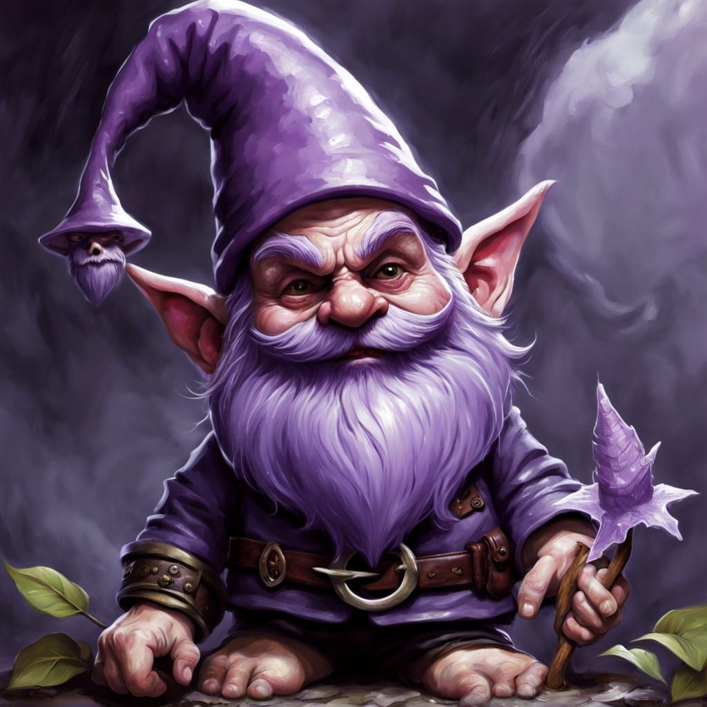 Lilac Gnome in Dark Fantasy Style
