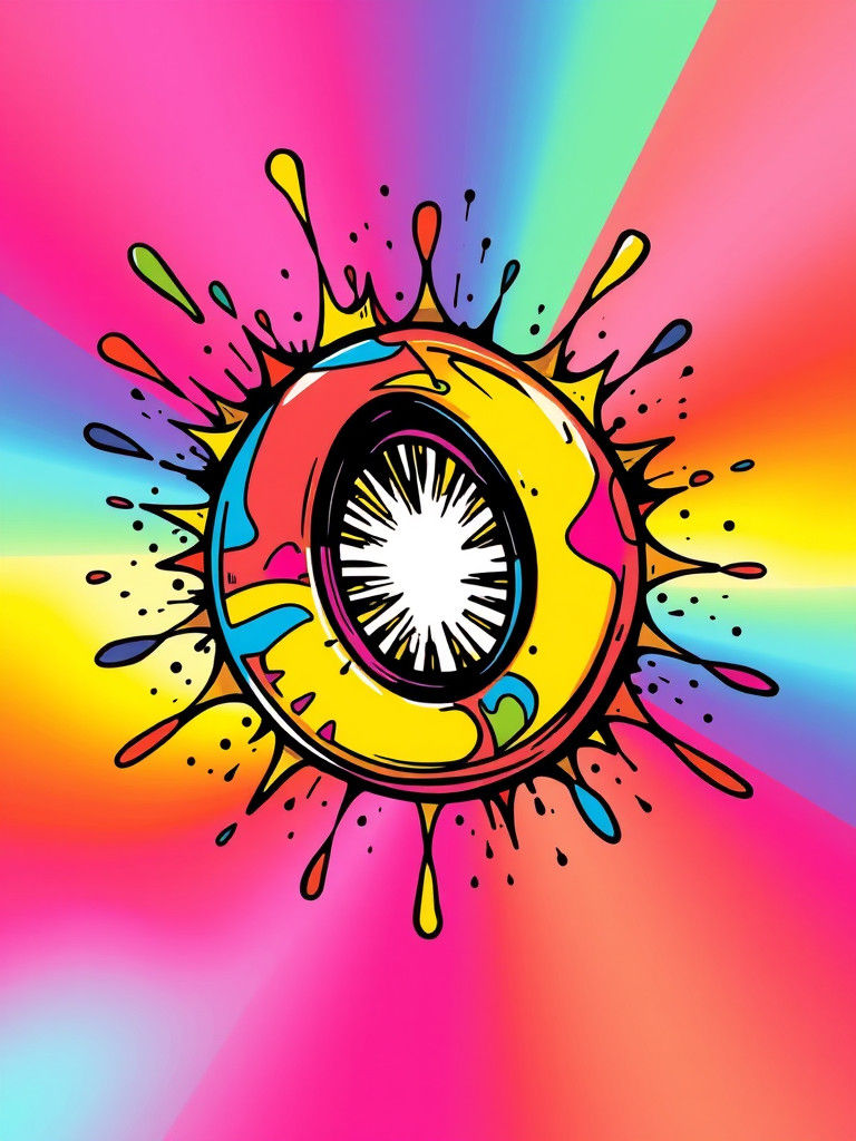Energetic Letter O Illustration in Pop Art Style