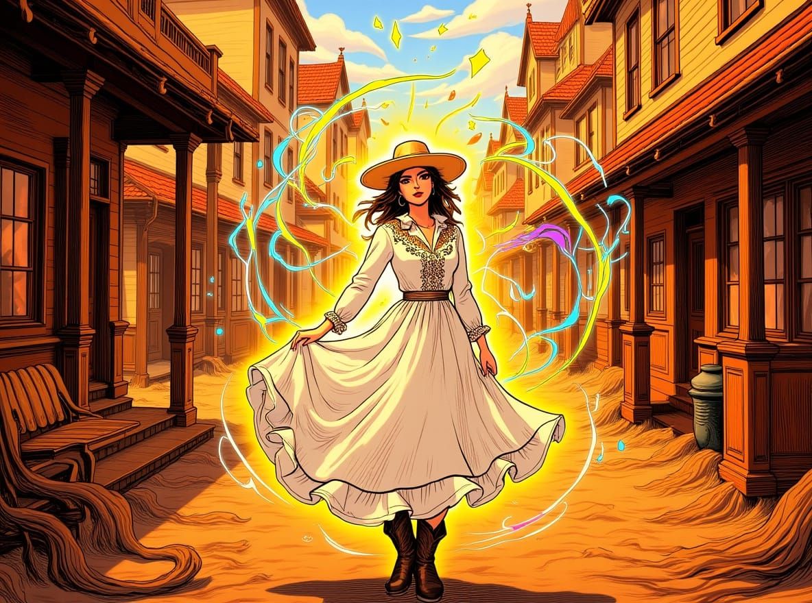 Woman Steps Through Portal into Old West Town