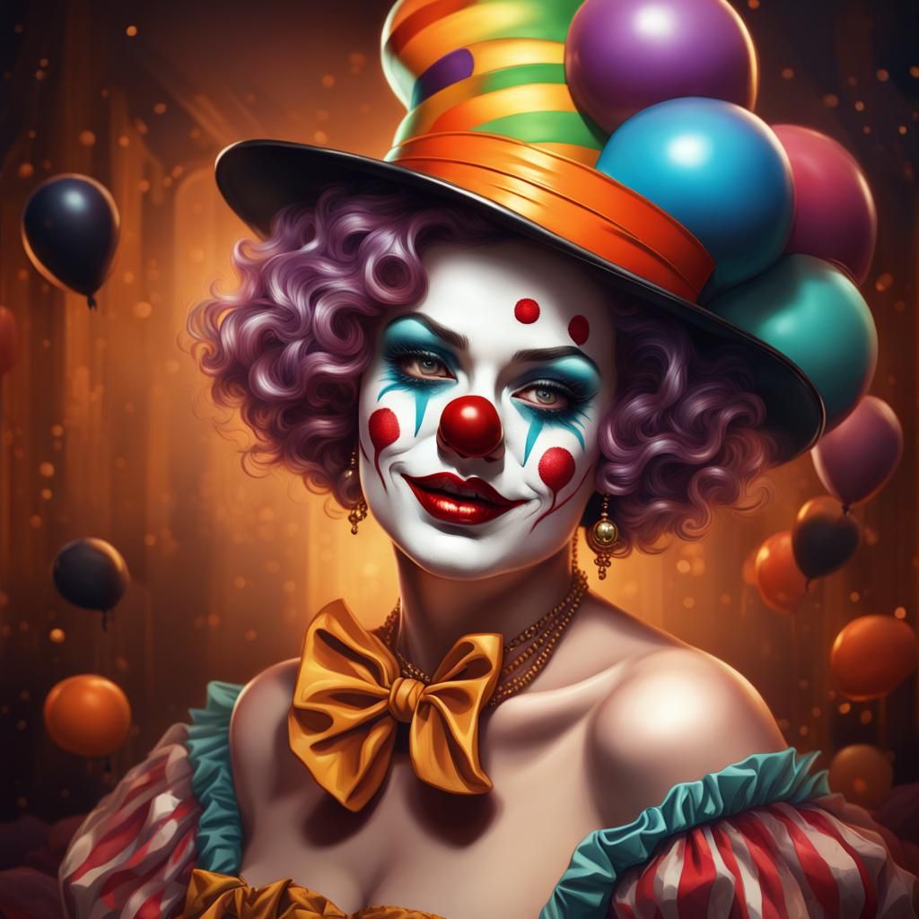 1920s Pinup Clown at Halloween Ball