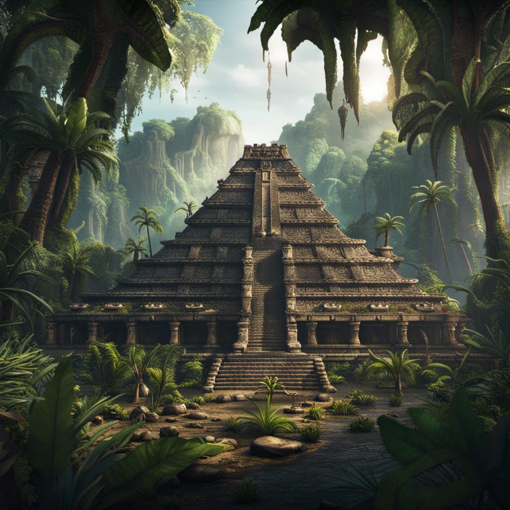 Mayan Temple in Jungle Concept Art