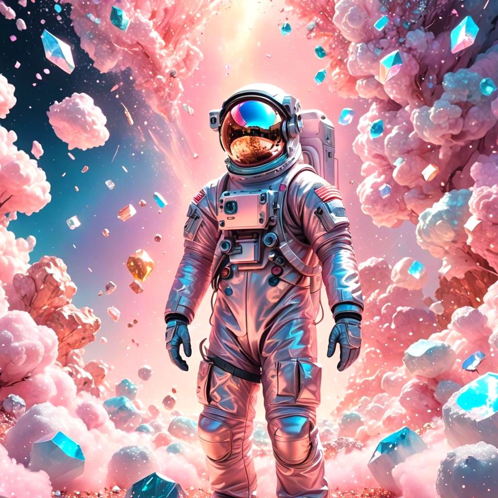 Pink Astronaut in a Glittering Pinkcore World