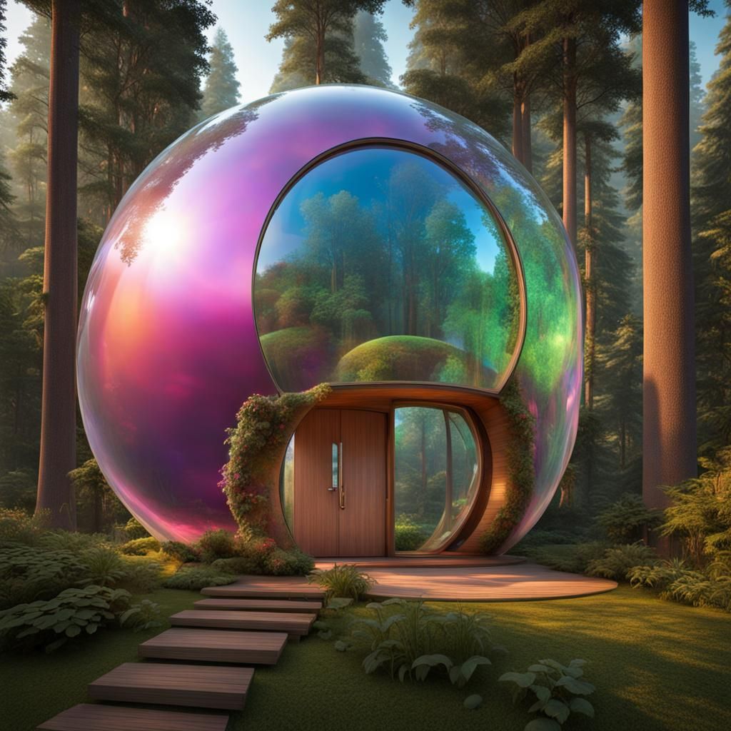 Futuristic Bubble House in Enchanted Forest