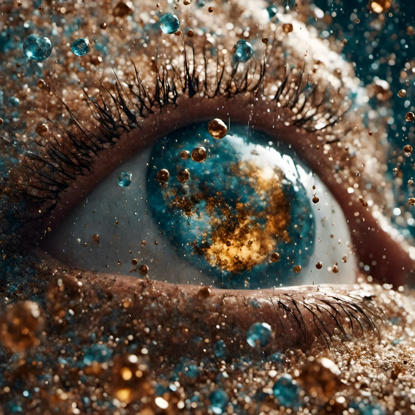 Hyperrealistic Face Formed by Water Droplets