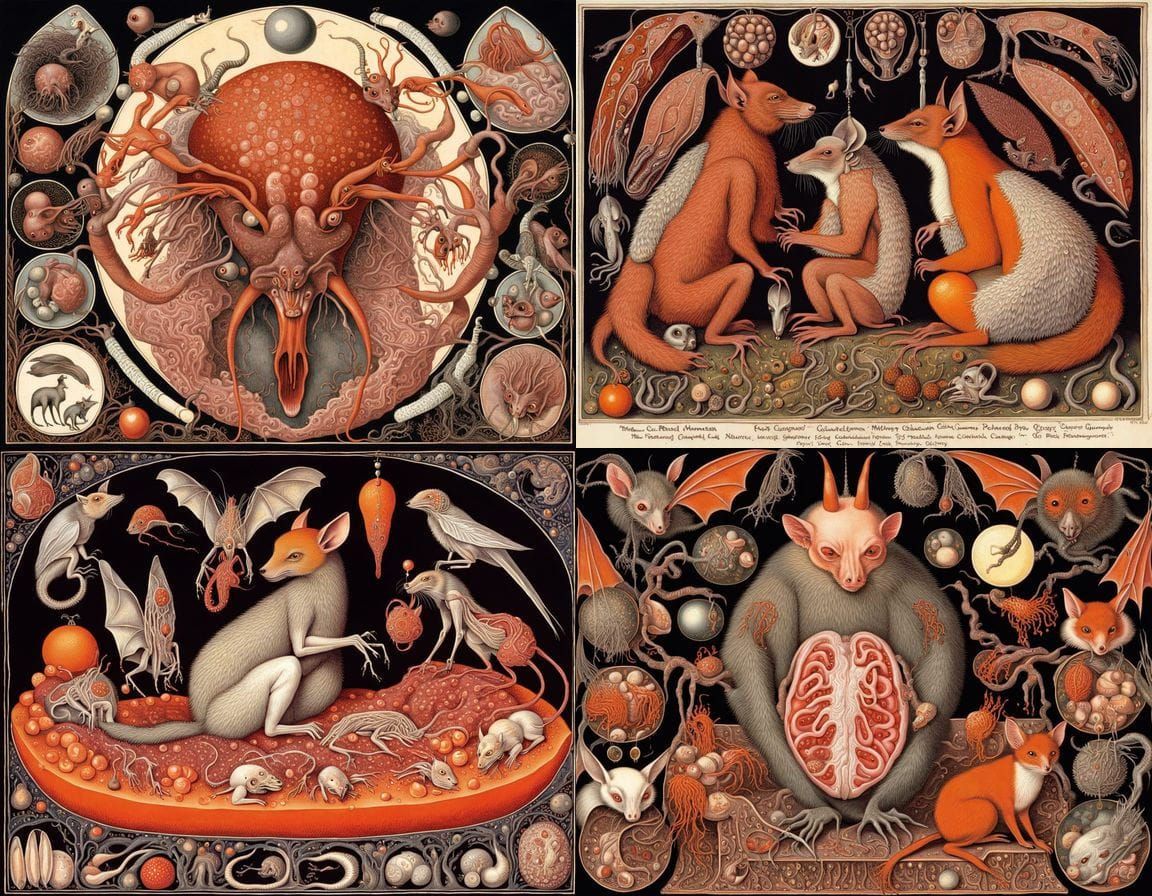 Surreal Anatomical Hybrid Creature in Classic Illustration S...