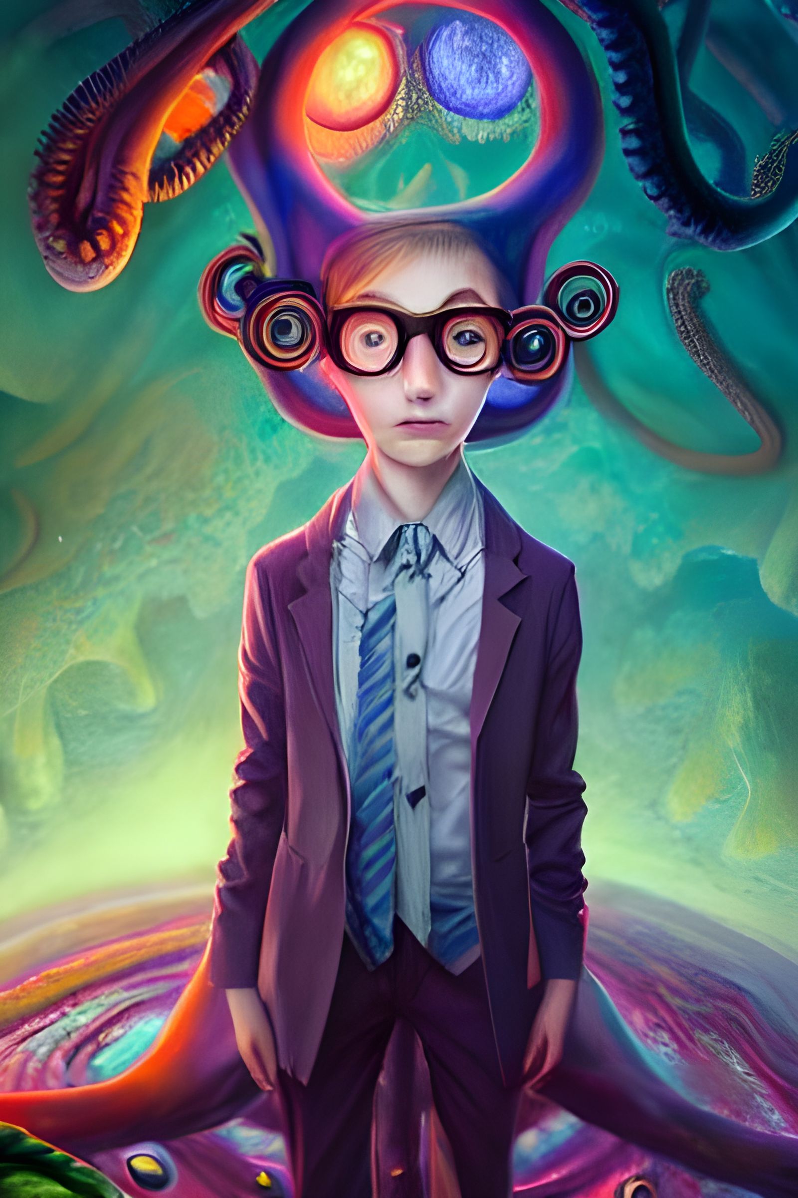 Cute Nerd Cthulhu Portrait in Detailed Matte Style