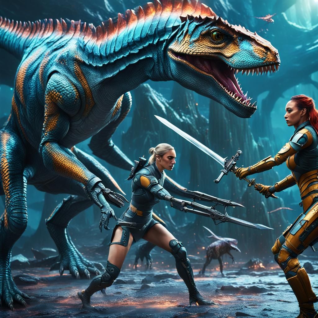 Ocelot Robot Rescues Girl From Flying Dinosaurs