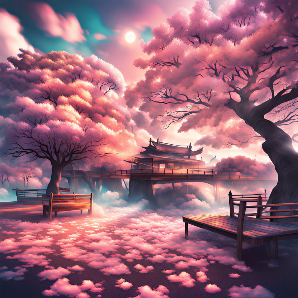 Ethereal Figure in Triadic Cloudscape