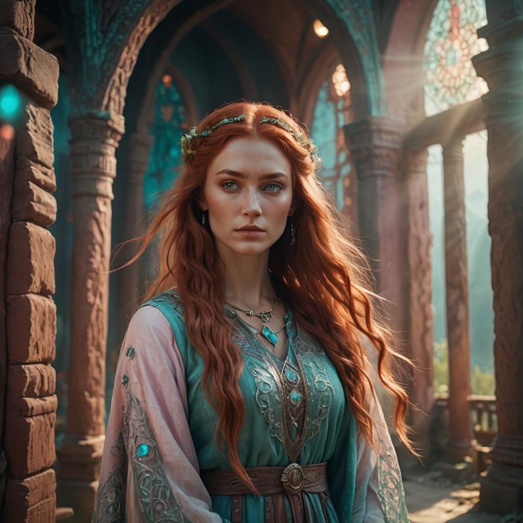 Fantasy Slavic Woman in Vibrant Colors