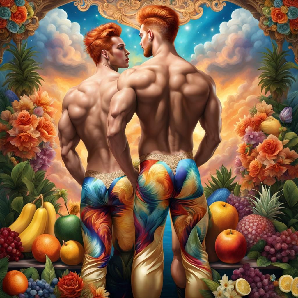 Hyperreal Ginger Men in Opulent Circus Setting