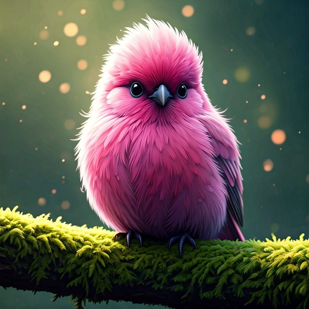 Majestic Pink Bird in Dreamlike Watercolor Style