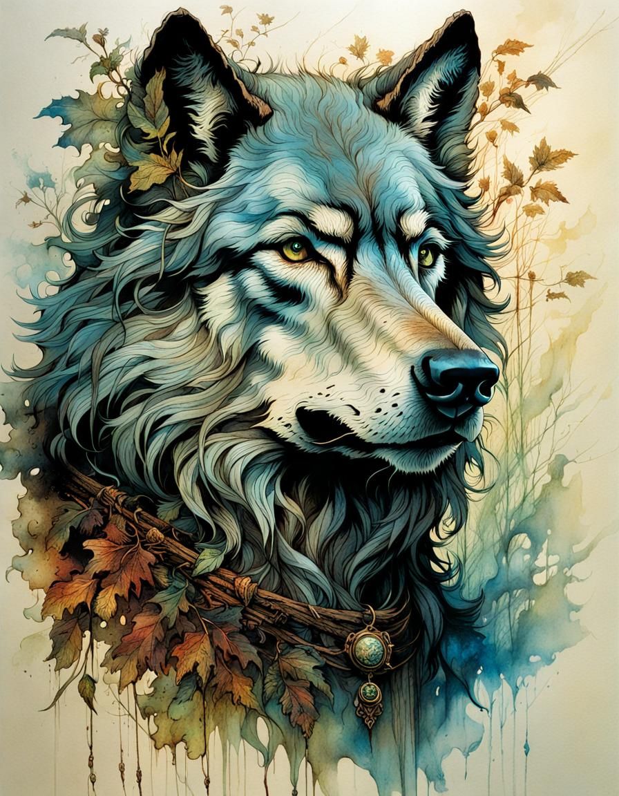 Medieval Anthropomorphic Wolf Illustration