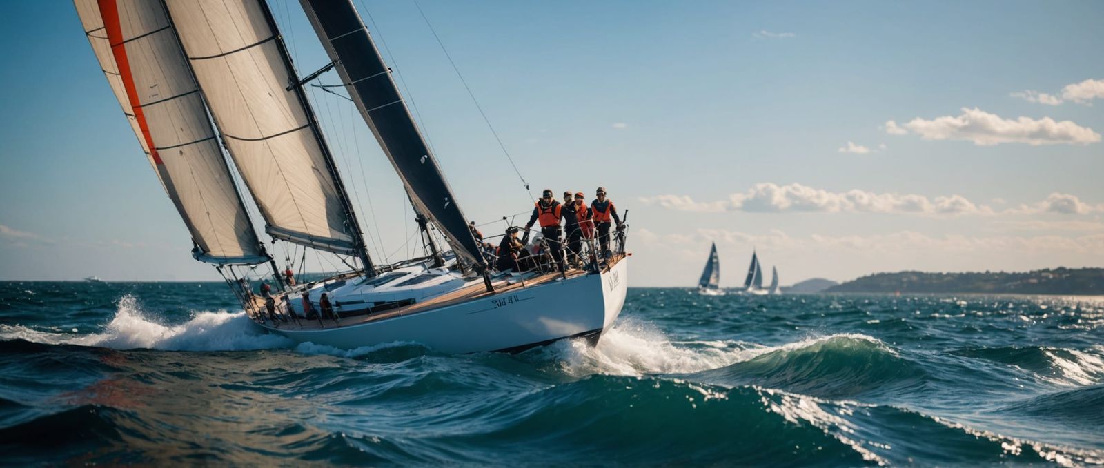 Sailing Boat Race in Open Ocean: Hyperrealistic Photography