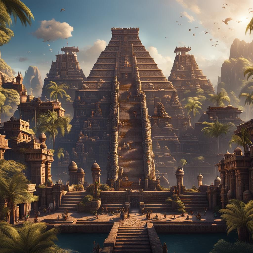 Detailed Aztec City State Concept Art