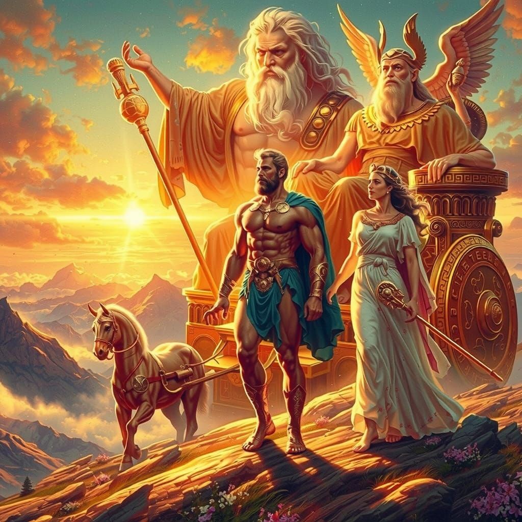 Heracles Before Zeus and Athena: Hyper-Realistic Art