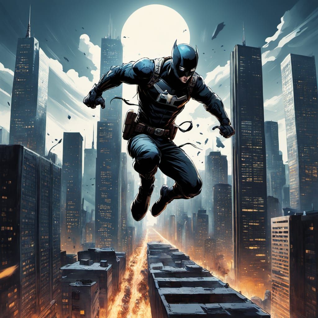 Dreamer Skywalks Between Buildings in Dynamic Comic Art Styl...