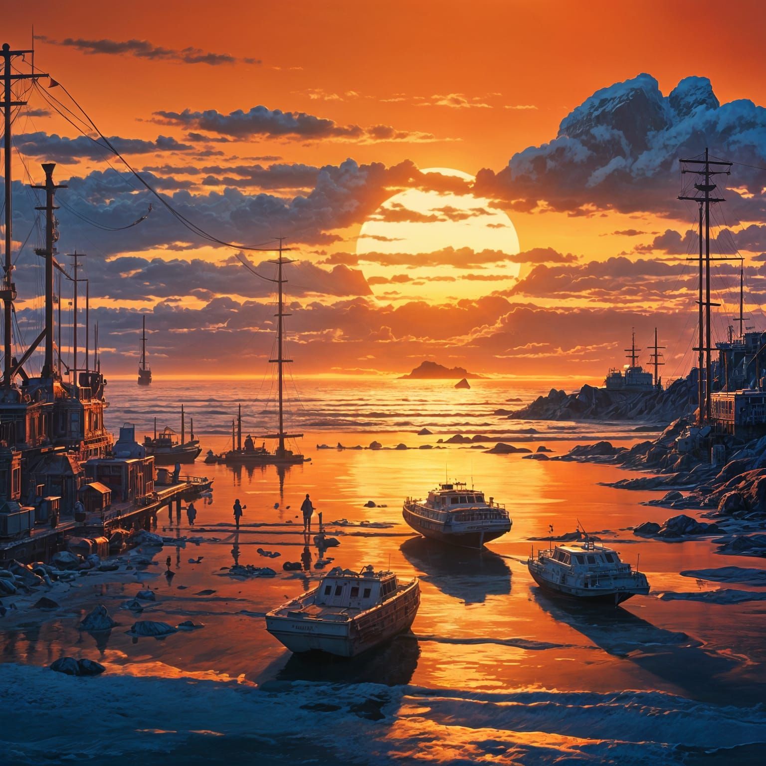 Epic Sunset Over the Ocean: Digital Matte Painting