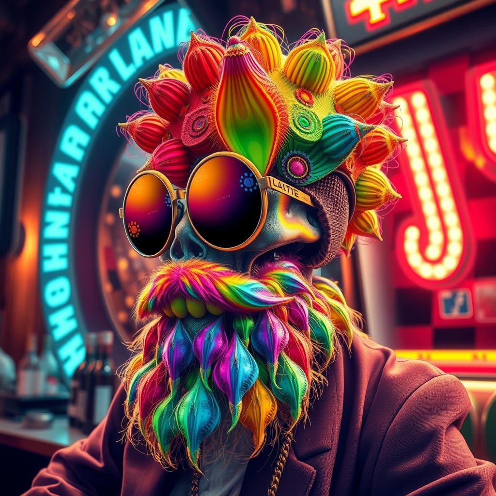 Extraterrestrial Hipster in Jazz Bar, Digital Art