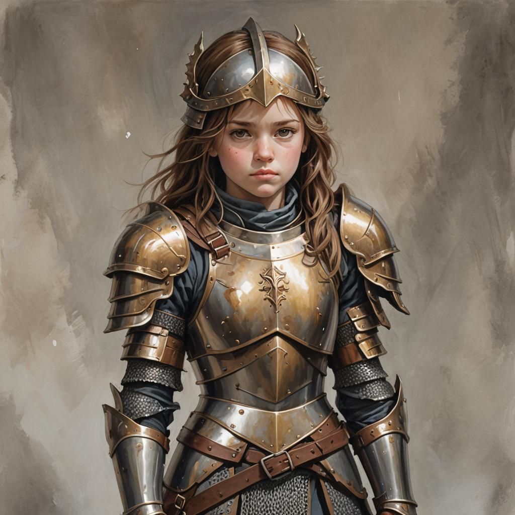 Armored Girl Warrior in Digital Art Style