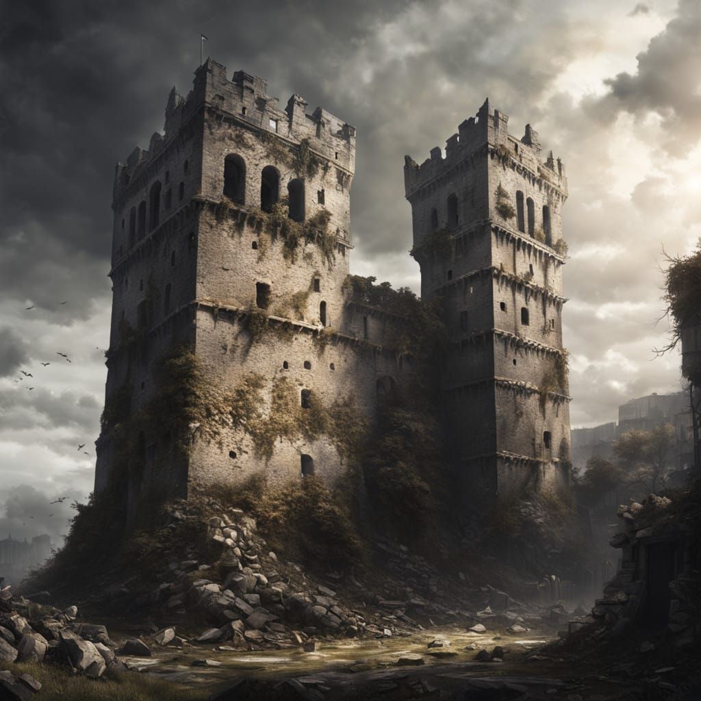 Epic Dark Fantasy Tower in a Medieval German Cityscape