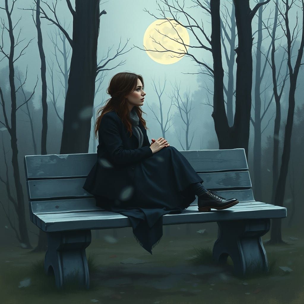 Mist-Shrouded Woman in Contemplative Solitude